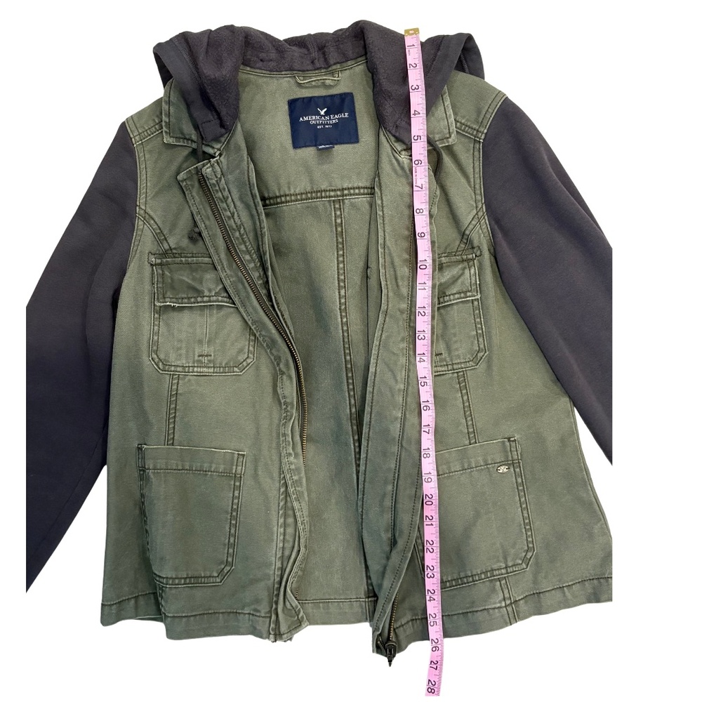 American Eagle Olive Green Utility Jacket Hoodie Women’s Size Large - Picture 8 of 12